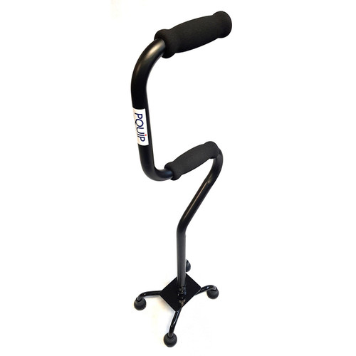 Small Base Quad Walking Stick Stand Aid - Top Right View