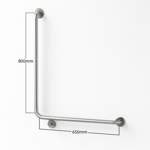 Contenda Shower Rail 32mm Stainless L Shape 650 x 800 mm Right Hand - Dimensions Contenda Shower Rail 32mm Stainless L Shape 650 x 800 mm Right Hand - Dimensions