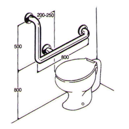 Toilet Rail 32mm Stainless AC0350 02