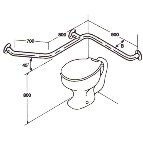 Toilet Rail 32mm Stainless AC0430 07