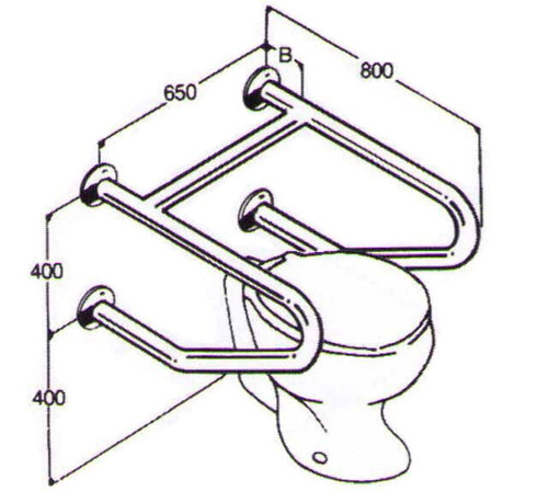 Toilet Rail 32mm Stainless AC0700 014