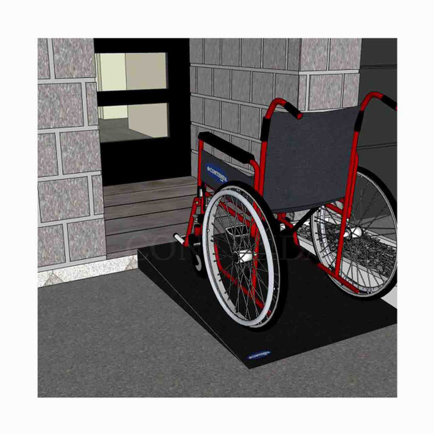 Rubber-Ramp 100mm 1-10 STD Black-with shown to scale wheelchair