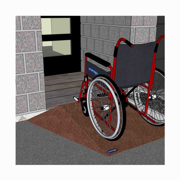 Rubber-Ramp 110mm 1-10 LW Terracotta-with shown to scale wheelchair