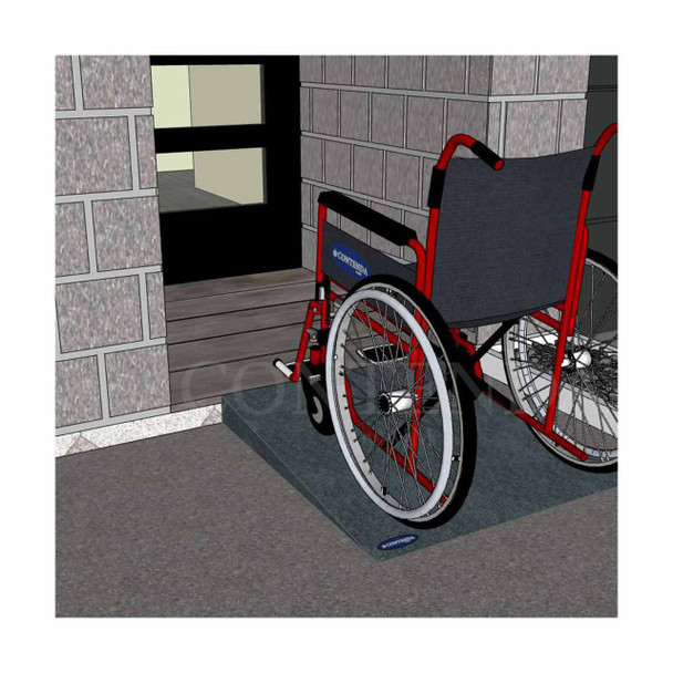 Rubber-Ramp 100mm 1-10 STD Charcoal-with shown to scale wheelchair