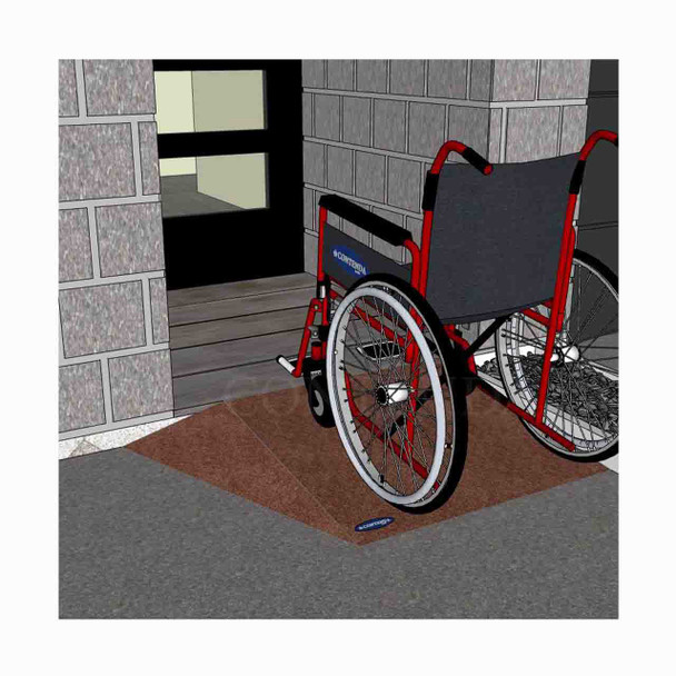 Rubber-Ramp 95mm 1-10 LW Terracotta-with shown to scale wheelchair