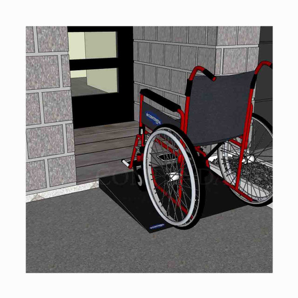 Rubber-Ramp 75mm 1-10 STD Black-with shown to scale wheelchair