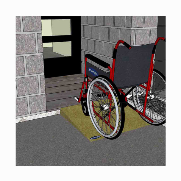 Rubber-Ramp 75mm 1-10 STD Sand-with shown to scale wheelchair