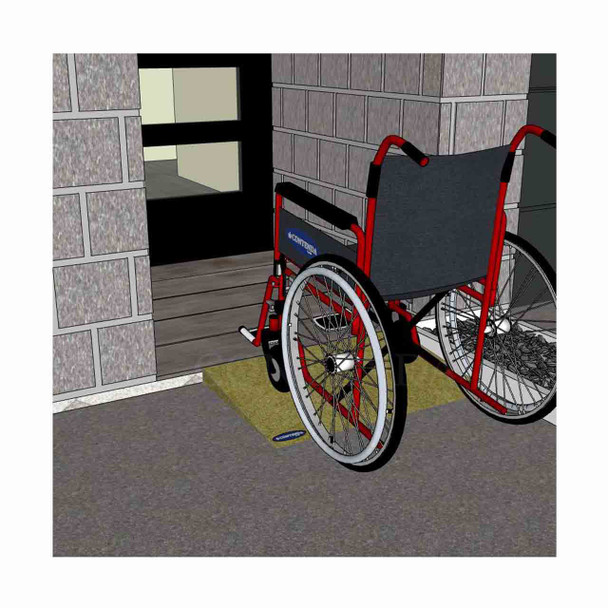 Rubber-Ramp 55mm 1-10 STD Sand-with shown to scale wheelchair
