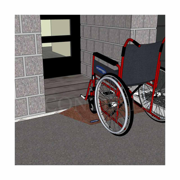 Rubber-Ramp 50mm 1-10 LW Terracotta-with shown to scale wheelchair