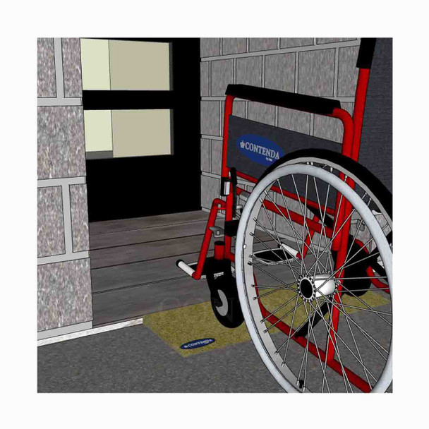 Rubber-Ramp 30mm 1-10 STD Sand-with shown to scale wheelchair