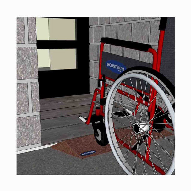 Rubber-Ramp 25mm 1-10 LW Terracotta-with shown to scale wheelchair