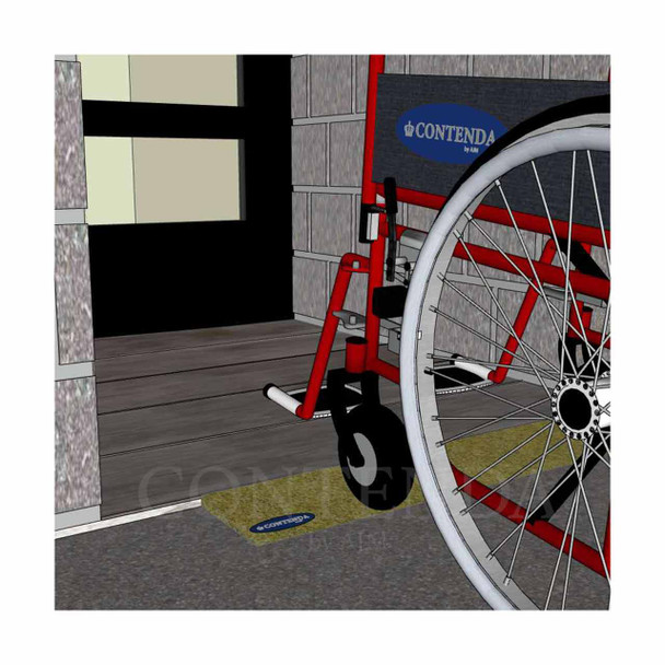 Rubber-Ramp 20mm 1-10 STD Sand-with shown to scale wheelchair