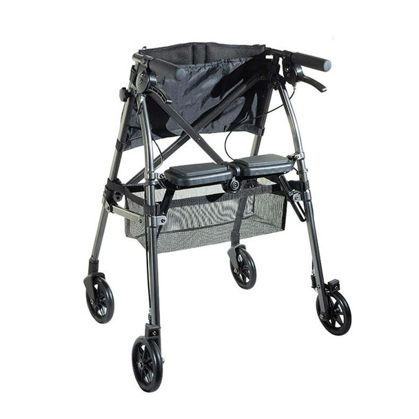 Portable Folding Mobility Walker MWPFL1  Open Back View Black