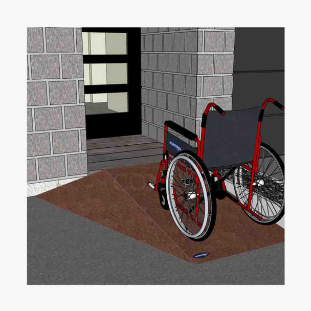 Rubber-Ramp 175mm 1-10 LW Terracotta-with shown to scale wheelchair