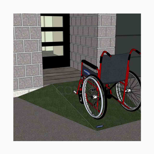 Rubber-Ramp 175mm 1-10 WW Green-with shown to scale wheelchair