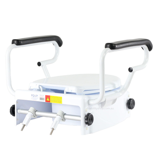 Raised Toilet Seat Height Adjustable with Arms - Back Right View