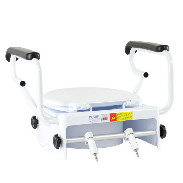 Raised Toilet Seat Height Adjustable with Arms - Back Left View