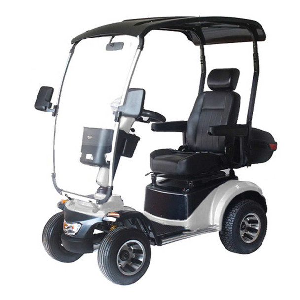 Covered Mobility Scooter Albatross Golf - Front Left View Silver