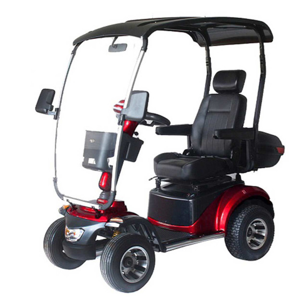Covered Mobility Scooter Albatross Golf - Front Left View Red