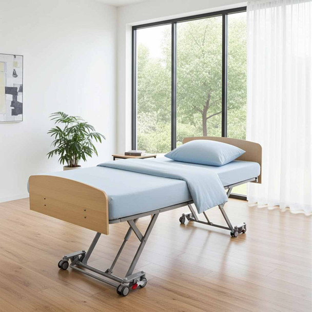 King Hospital Bed With Pressure Care Mattress Package Deal - Raised Blue
