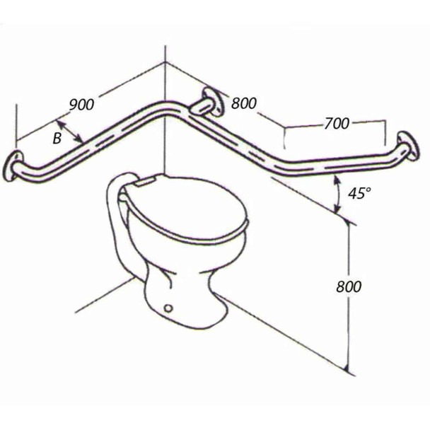 Toilet Rail 32mm Stainless AC0440 07A