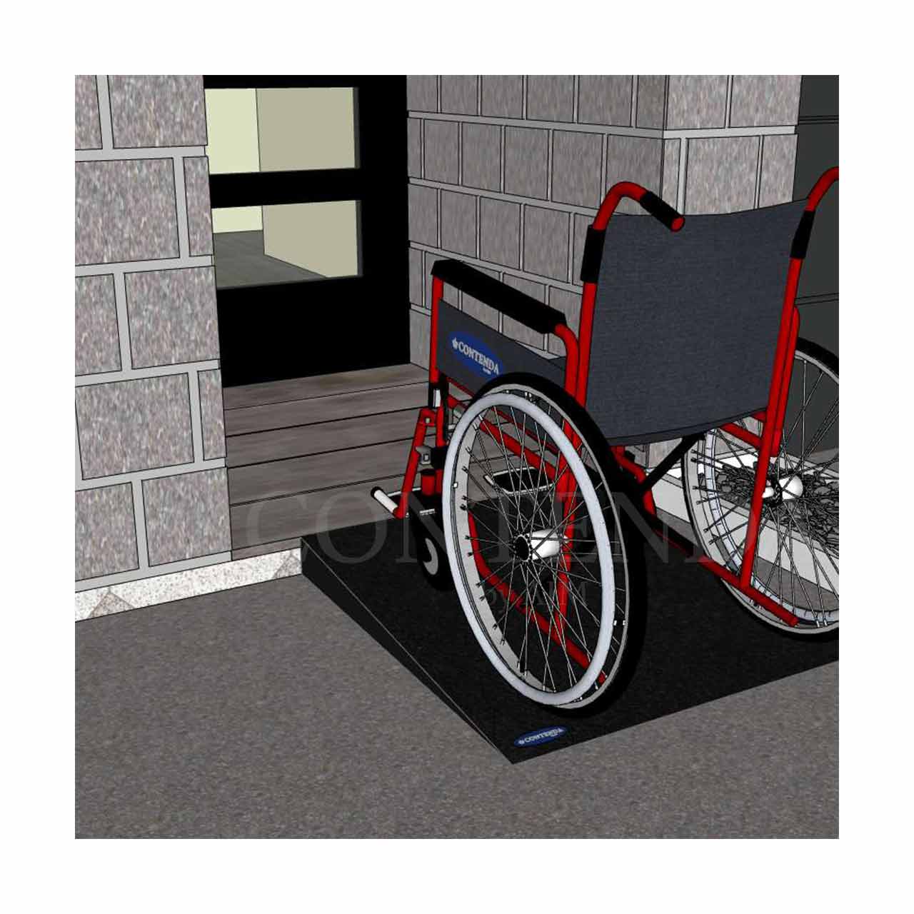 Rubber-Ramp 100mm 1-10 STD Black-with shown to scale wheelchair