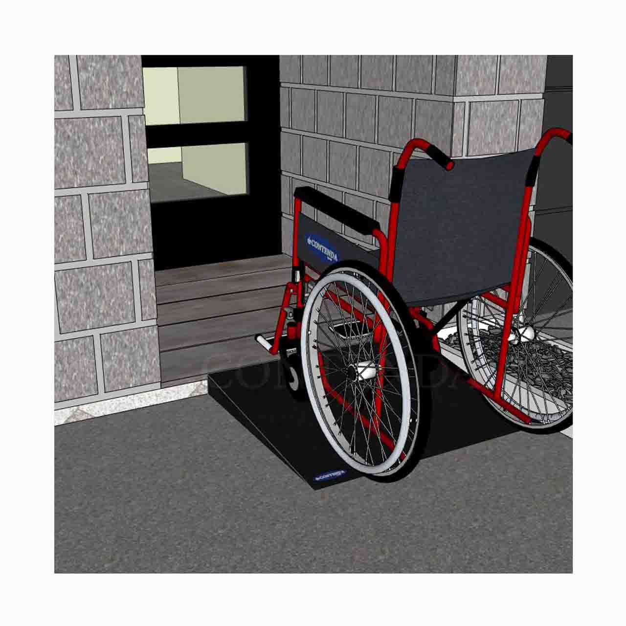 Rubber-Ramp 75mm 1-10 STD Black-with shown to scale wheelchair