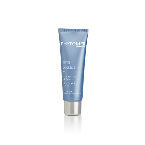 Blue tube of CC Creme 02 Skin Perfecting Cream SPF 20 (Med to Dark), 50 ml on a white background Blue tube of CC Creme 02 Skin Perfecting Cream SPF 20 (Med to Dark), 50 ml on a white background