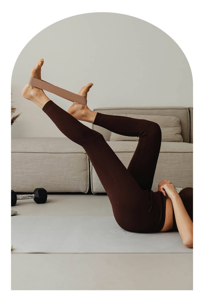 Woman working out at home.