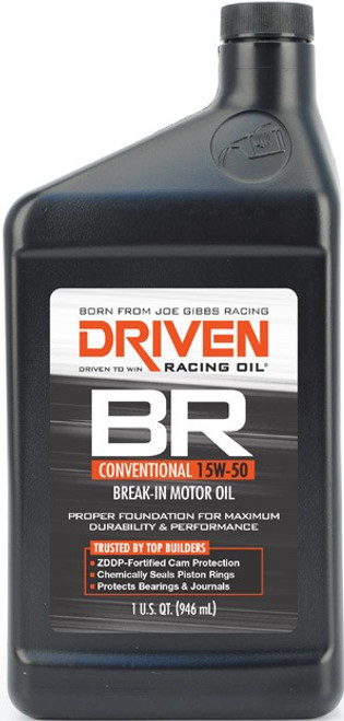 Joe Gibbs DRIVEN BR Break-In Motor Oil, 15W-50, Quart, Part #00106