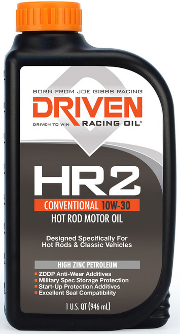 Joe Gibbs DRIVEN HR-2 High Zinc Conventional Motor Oil, 10W-30, Quart, Part #02006