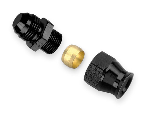 Earls AT Aluminum Adapters, Black Ano Alum Tube Adapter, -8 Male An To 3/8", Part #AT165086ERL