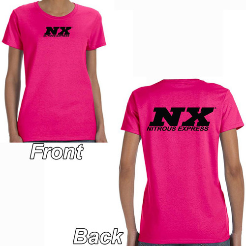 Nitrous Express Pink T-Shirt With Black Nx Logo Front And Back