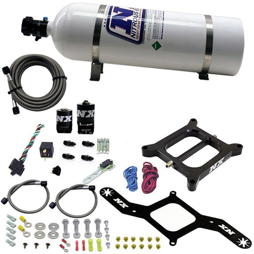 Nitrous Express 4150 Rnc Conventional Plate System W/ .375" Solenoid W/ 15Lb Bottle, Part #NX-55140-15