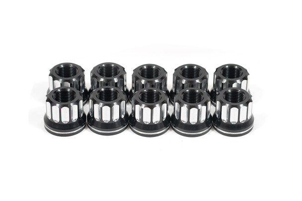 Lug nut kit, 5/8-18 RH, flange, 12-pt, aluminum, set of 10 | Tick