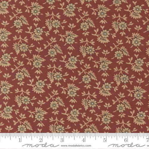 Flower Bud Small Floral Brick Red  - PER YARD!