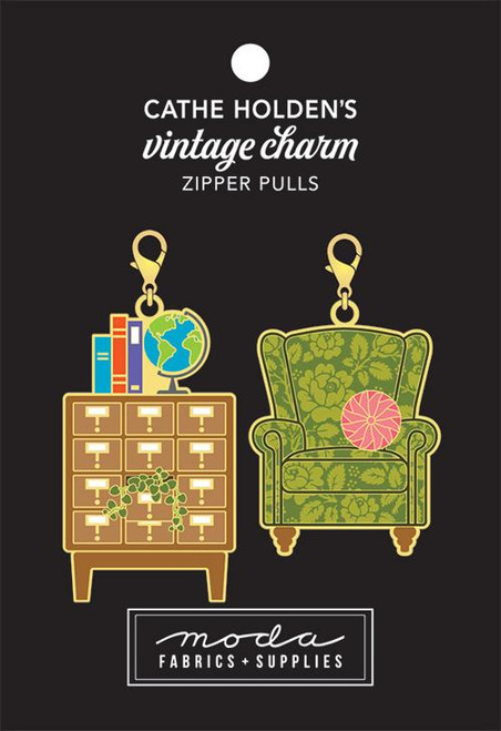 Cathe Holden Vintage Charm zipper pulls: Chest: 2" x 1-1/8" and Chair: 1.5" x 1.25"
Furniture Zipper Pulls 2ct CH115V Moda #1