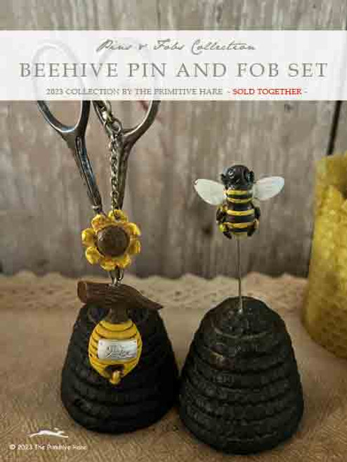 Beehive Pin and Fob Set