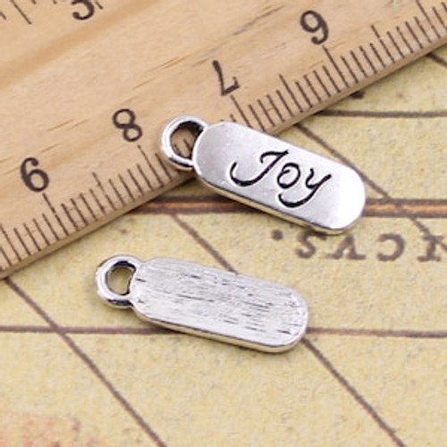 Joy Tag charm, Antique Silver