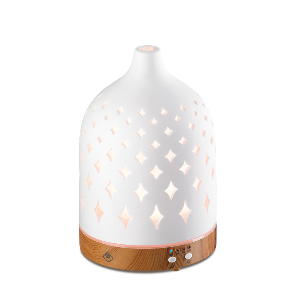 Supernova White 125 Ceramic Ultrasonic Diffuser Light Wood Base