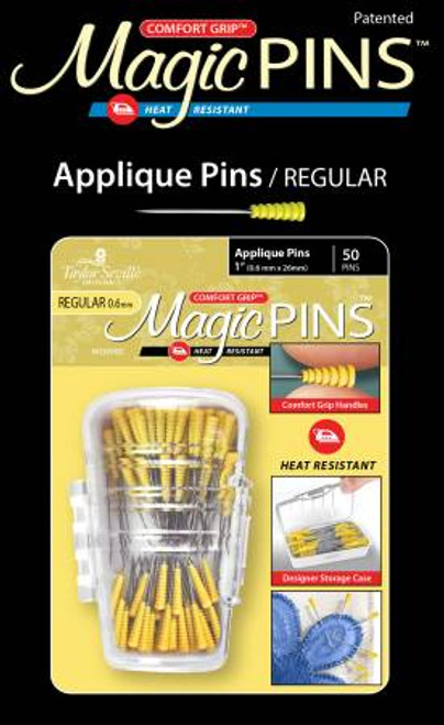  Taylor Seville Originals Comfort Grip Magic Pins Extra Long  Regular -Quilting Supplies-Sewing Supplies-Sewing Notions-100 Count