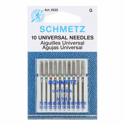 Schmetz Universal Machine Needle Sizes 70/10 to 100/16, 10 count - The  Batty Lady