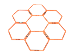 - 6 INDIVIDUAL 19" DIA HEXO RINGS
- 6 CLIPS TO HELP ASSEMBLE SHAPES IN MANY DEFERENT WAYS
-JUST USE YOUR IMAGINATION.
