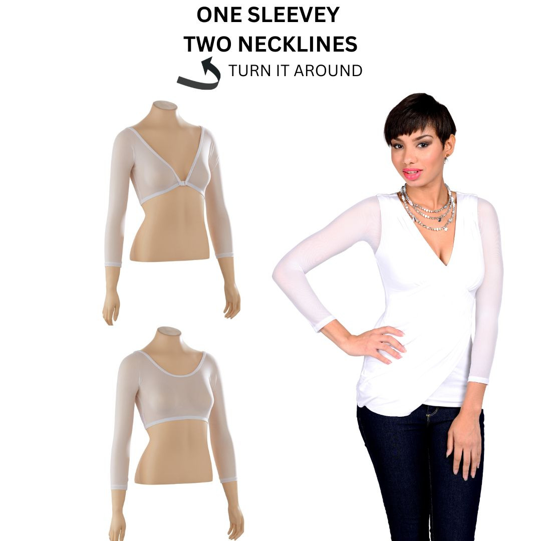 Basic 3/4 Length White Mesh Under Sleeve | Sleevey Wonders