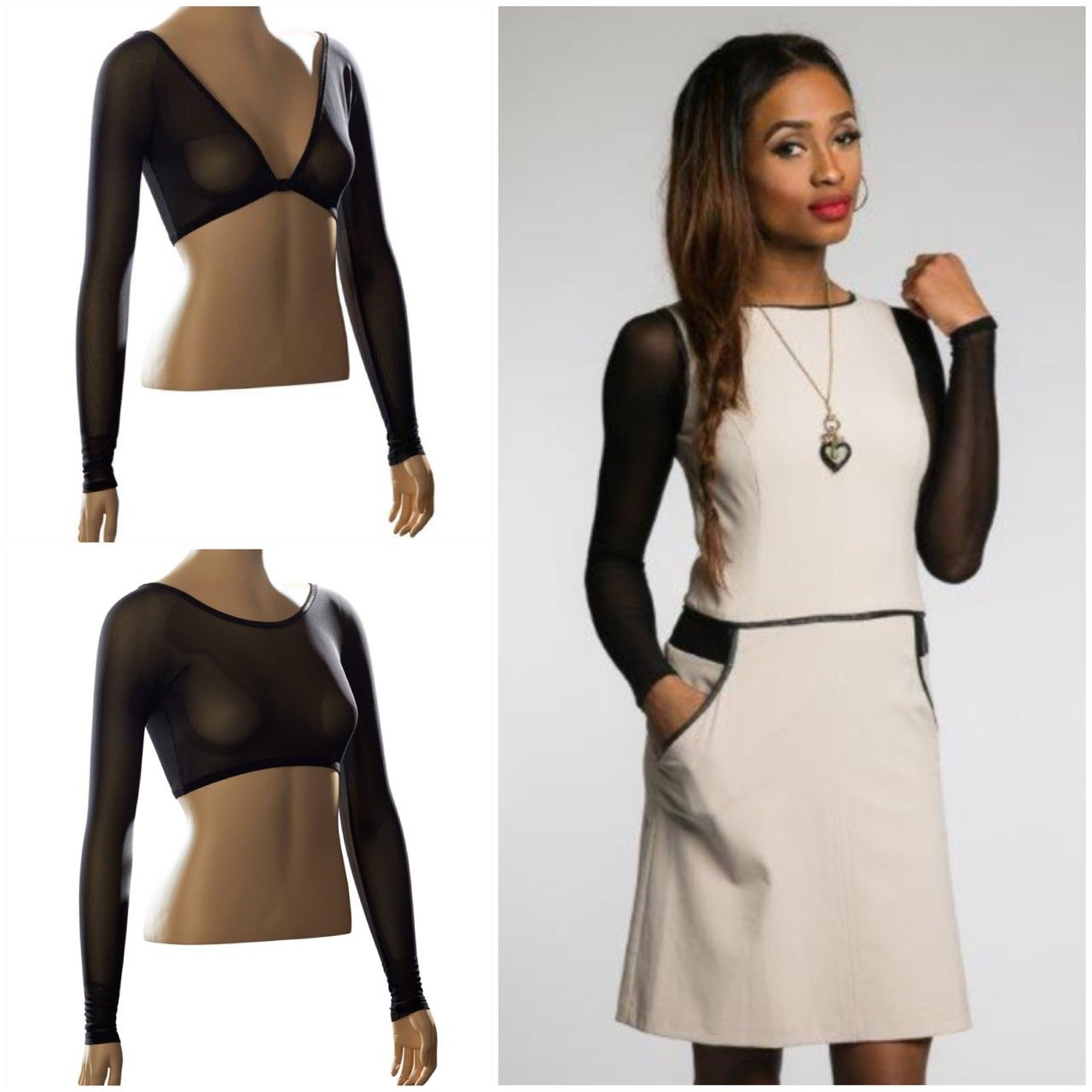 Basic Black Mesh Long Sleeve Sleevey Wonders