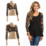 Basic 3/4 Length Black Lace Sleevey Wonders