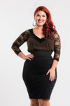 Basic 3/4 Length Black Lace Sleevey Wonders - Plus Size