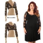 Basic 3/4 Length Black Lace Sleevey Wonders - Plus Size