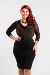 Basic 3/4 Length Black Mesh Sleevey Wonders - Plus Size