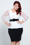 Basic 3/4 Length White Lace Sleevey Wonders - Plus Size